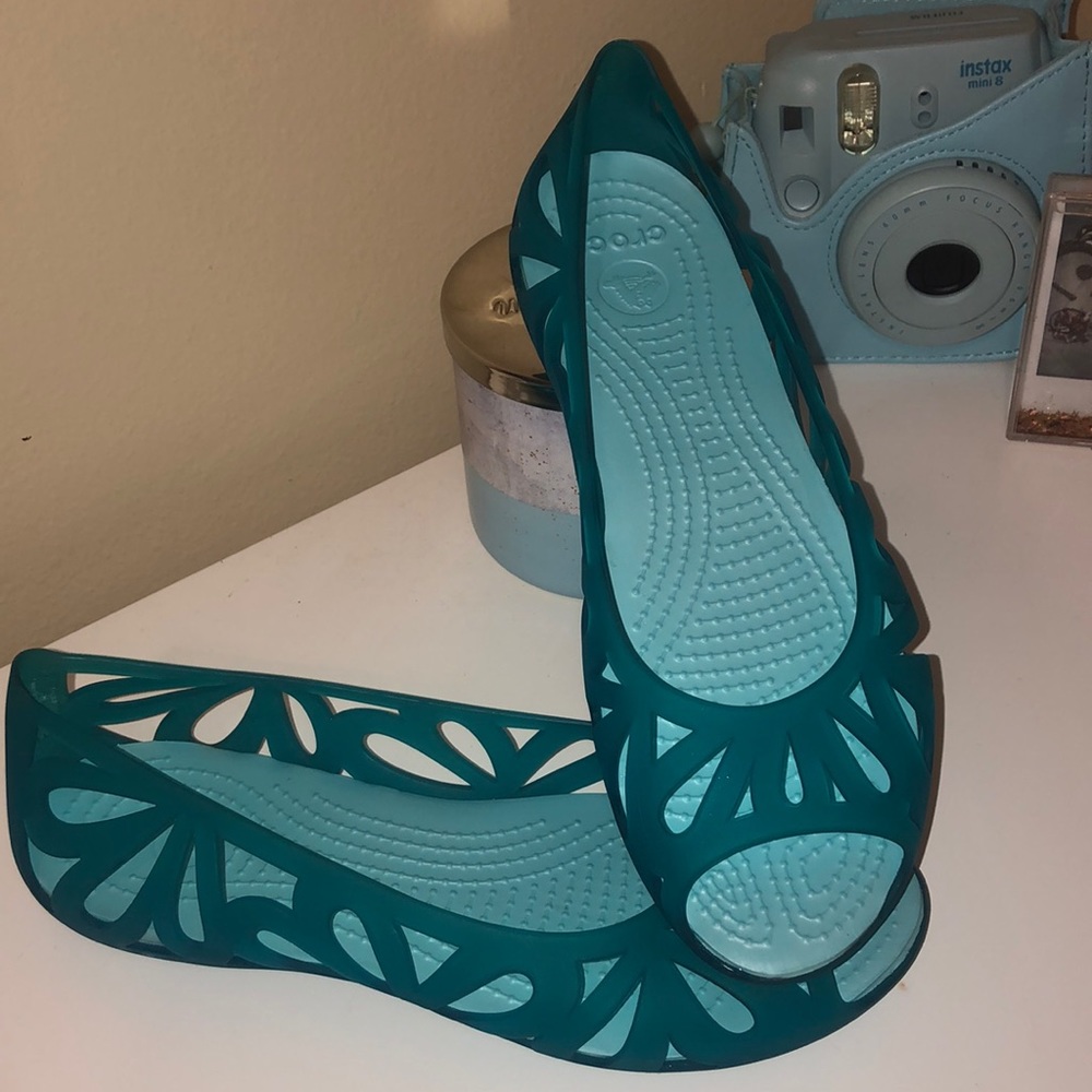 Crocs Tropical Teal Adrina Iii Peep Toe Flats